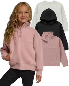PURE CHAMP Girls Sweatshirt 3 Pack Hoodie for Teen Girls Crewneck Sweatshirt Quarter Zip hoodies Fleece Sizes 4–16 Clothing(Set 5 Size 2T)