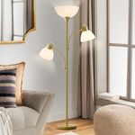 Torchiere Floor Lamps for Living Room with 2 Reading Lamps, Modern Tall Standing Lamps, Industrial Bright Floor Lamp for Bedroom, Office, Reading, 3 Bulbs Included