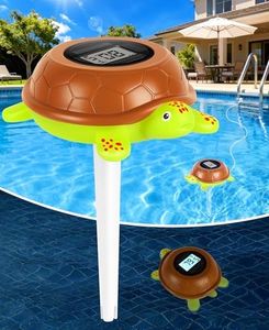 LuxBlue Turtle Floating Pool Thermometer Solar Powered | Ultra-Precise Digital Pool Thermometer with Rope & Large LCD Backlit Screen for Easy Read | Pools Water Temperature Guage for Hot Tub, Spa