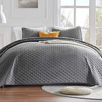 SLEEP ZONE Premium Quilt Set 120gsm Fabric Stich Bedding Set Twin Size 106x96 inch with 2 Pillow Shams Ultra Soft Lightweight Microfiber Bedspread Coverlet for All Season, Grey, King