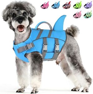 Dogcheer Dog Harness-Style Life Jacket Shark, Reflective Dog Life Vest for Swimming Boating, Adjustable Puppy Swim Vest, Pet Floating Device for Small Medium Large Dogs - Blue, XL