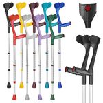 Ossenberg Classic Open Cuff Ergonomic Grip Elbow Crutches – Black – Pair | Lightweight Height Adjustable Economy Comfort Coloured Forearm Crutches for Adults Men & Women Mobility and Walking Aids