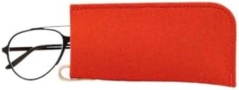 Graf Lantz Eyeglass Sleeve - 100% Merino Wool and Leather - Protective, Scratch Free Material (Orange)