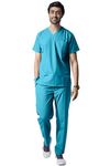 UNIFORM CRAFT Men’s Scrub Suits DSV || 5 pocket scrubs | Ideal for doctors, dentists, vets, nurses & healthcare professionals (Light Teal, L)