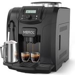 MEROL Fully Automatic Espresso Coffee Machine, 19 Bar Cafe Maker Built-in Adjustable Grinder and Manual Milk Frother Steam Wand, for Cappuccino Latte Macchiato, for Coffee Lover, ME-715, Black