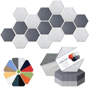 Mollywell High Density Acoustic Panel - Self Adhesive Hexagonal Sound Proof Foam Wall Panels - 14"X12"X0.4" Sound Dampening Sticker - Eco Friendly Soundproof Wallpaper,16 Pack Moon and Sliver Gray