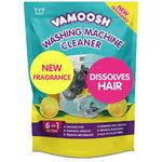 Vamoosh 6-in-1 Washing Machine Cleaner, Dissolves Hair, Eliminates Bad Odours, Removes Limescale, Deep Clean, Leaves Smelling Fresh, Antibacterial, Descales (Lemon, Single Pack)