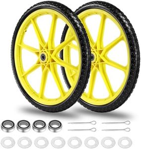 20" Flat Free Tire and Wheel with 3/4" & 5/8" Bearing, Replacement Wheels for Rubbermaid Wheelbarrow,Lawn Carts, Big Wheel Utility Carts and Garden Yard Cart, 2 Pcs Yellow