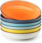 Sweese Pasta Bowls Set of 6, 30 Ounce Ceramic Salad Plates for Dishwasher & Microwave Safe - Solid Salad Bowls, Soup Bowls - Deep Plates Lipped Edges, Oven Safe Porcelain Plates Serving Bowls