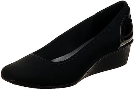 ANNE KLEIN Sport Women's Wisher Fabric Wedge Pump, Black, 7 M US