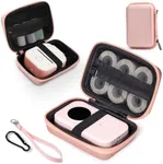 Memoking T02 Hard Storage Case - Compatible with Phomemo D30, SUPVAN E10, NIIMBOT D11, JADENS D110 and More, with Zipper Mesh Pocket, Waterproof Shockproof, Pink (Only Case)