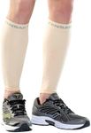 Zensah Running Leg Compression Sleeves - Shin Splint, Calf Compression Sleeve Men and Women (Beige, Small/Medium)