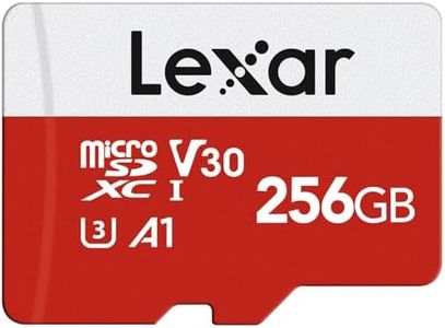 Lexar E-Series 256GB Micro SD Card, microSDXC UHS-I Flash Memory Card with Adapter, 100MB/s, C10, U3, A1, V30, Full HD, 4K UHD, High Speed TF Card