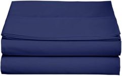 CCWB 100% Egyptian Cotton Bed Sheets 750 Thread Count Sateen Finish Luxuries Hotel Quality (Navy Blue, Double- 3 Pieces Sheet Set)
