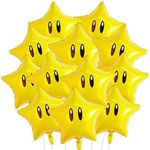 12PCS Gold Star Bollons Super Yellow Balloons Video Game Star Balloons Birthday Party Decorations Happy Birthday Balloons Foil Balloons Party Decorations for Birthday Wedding Baby Shower