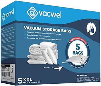 Vacwel Vacuum Storage Bags 5-Pack XXL- Jumbo Space Vacuum Storage Bags for Clothing Storage - Vacuum Space Bags for Comforters, Blankets and Clothes - Vacuum Sealer Bags - 5x XXL Bags (47x35in)