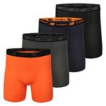 New Balance Men's Standard Mesh 5" No Fly Boxer Brief (4 Pack), Black/Lead/Black/Dragonfly, X-Large