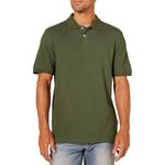 Amazon Essentials Men's Slim-Fit Cotton Pique Polo Shirt, Olive, Large