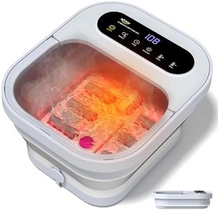 ALLJOY Collapsible Foot Spa with Heat, Pedicure Foot Bath with Bubbles & 6 Rollers, UL-Listed Rapid PTC Heating Soaker, Relaxation Gift for Women & Men, Nurses & Teachers, Stress Relief, Grey