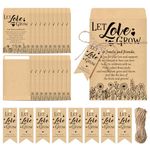 Noveread 100 Sets Let Love Grow Wedding Party Favors Set Include Seed Packets Self Adhesive Wedding Envelopes Thank You Tags 2 Bundles of Hemp Ropes Wedding Gifts for Guest Bridal Shower Valentine