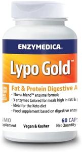 Enzymedica - Lypo Gold, Enzym-Formel, reduziert Gase und Blähungen, angezeigt für Keto-Diäten, Verbessert die Nährstoffaufnahme, Glutenfrei, Milchfrei, Vegan, 60 Kapseln