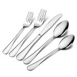 UIRIO 20 Piece Silver Cutlery Set for 4 - Stainless Steel Flatware Silverware Sets - Forks Spoons Knife Set - Dishwasher Safe for Home and Restaurant