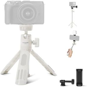 NEEWER Basics Mini Desk Selfie Stick Tripod Compatible with iPhone GoPro Insta360 DJI, Portable Small Camera Webcam Android Cell Phone Holder Ball Head Elevated Axis Video Recording Stand, TP43 White