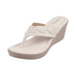 Metro Women Beige Synthetic Leather Wegde Heel Sandal UK/6 EU/39 (32-486)