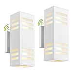 HUNEASON Outdoor Wall Lights, 2 Pack Dusk to Dawn Outdoor Light Fixture, 13" Waterproof Modern Porch Light White, Large Up Down Exterior Lighting Fixture for Patio, Garage, Hallway, Doorway