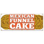 SignMission Mexican Funnel Cake 72" Banner Concession Stand Food Truck Single Sided, Size: 24" X 72"