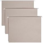 Smead Colored Hanging File Folder with Tab, 1/5-Cut Adjustable Tab, Letter Size, Gray, 25 per Box (64063) (Pack of 1)