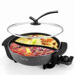 Food Party Hot Pot Hotpot Pot Electric with Divider Chinese Hot Pot Cooker 6-Quart Non-Stick Shabu Shabu Pot