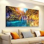 Natural Wall Art Landscape Canvas Prints Home Decor Lake Waterfall Tree Picture Poster Painting for Living Room Bathroom Bedroom Kitchen Office Decoration 20x40 Wooden Frames Artwork Hanging Easy