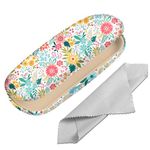 BHAHB Eyeglasses Case Glasses Hard Shell Protective Case for Eyeglass Holder Box with Cleaning Cloth for Women Men Cute (M6-Yellow Floral)