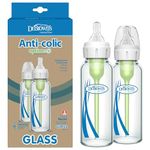 Dr. Brown's Anti-Colic Options+ Narrow Glass Baby Bottle with Level 1 Slow Flow Nipple, BPA-Free, 8 oz/250 mL, (2)