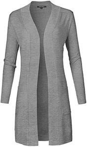Awesome21 Solid Soft Stretch Long Sleeve Open Front Knit Cardigan Heather Gray L