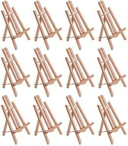 U.S. Art Supply 11" Small Tabletop Display Stand A-Frame Artist Easel (Pack of 12), Beechwood Tripod, Painting Party Easel, Kids Student Table School Desktop, Portable Canvas Photo Picture Sign Holder