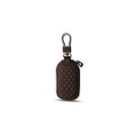 XINLIYA Car Key Case, Genuine Leather Remote Key Fob Cover, Keychain Holder with Metal Hook, Universal Vehicle Keyring Zipper Bag (Coffee)