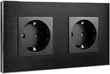 Navaris Presa Muro Doppia con Placca Alluminio - Incasso a Parete - Cornice Multipresa Impianto Elettrico - Euro-spina 2 Poli Tipo F - 3x Prese - Nero