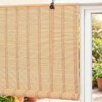 Story@Home Bamboo Blinds for Balcony W 3 ft x H 7 ft | Rope Mechanism Roll Up Down Bamboo Shade for Sunlight, Dust Protection Window Chick Blinds for Balcony, Restaurant, Hotel, Dhaba, Resort - Beige