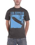 Led Zeppelin T Shirt Zepp 1 Album Blue Cover Band Logo Official Mens Charcoal Size M