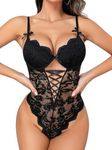 Sexy Lingerie for Women,Lace Corset Lingerie Bodysuit Deep V Top 1 Piece outfits Push Up Teddy Lingeries Boudoir