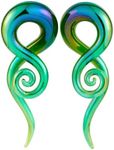 Longbeauty 2pcs Glass Ear Tapers Spiral Gauges Plugs Colorful Ear Stretchers Piercing Jewelry Hanger Gauges Earrings 4G-12mm, Glass, cubic-zirconia
