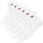 NAVYSPORT Men's Sports Socks Quarter Length Running Socks for Men Women, Pack of 6 (Shoe Size: 9-11, White)