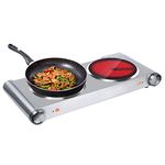 Davivy Electric Hot Plate,Electric Ceramic Plate,Portable Infrared Electric Stove with Adjustable Temperature, 7inch Countertop for Home/Camp for All Cookwares (Double)