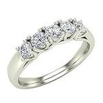 Glitz Design Weding band Diamond rings 5 stone Anniversary Trellis style 0.75 ct t.w 14K White Gold. (F,VS1) (Ring Size 4.5)