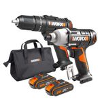 Worx WX902 18V Impact Hammer Drill Cordless Twin Pack with 2 Batteries and Charger