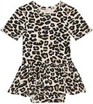 Posh Peanut Baby & Little Girls Dresses for Summer - Twirl Bodysuit Dresses for Girls Made of Soft Viscose from Bamboo (18-24 Months) Lana Leopard Tan