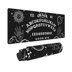 Black and White Mushroom Hand Ouija Boards Mouse Pad XL Extended Desk Mat, Non Slip Rubber Base Stitched Edge Gaming Pc Desktop Large Mice Pad,31.5 x 11.8 Inch