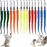 Cat Worm Replacement Toy, 15Pcs Interactive Cat Wand Toy Refills,Cat Worm Toy Refills Cat Toys Wand Replacement, Worm Cat Toy Cat Feather Toys Cat Wand Toy Replacement Refill Retractable Cat Wand Toys